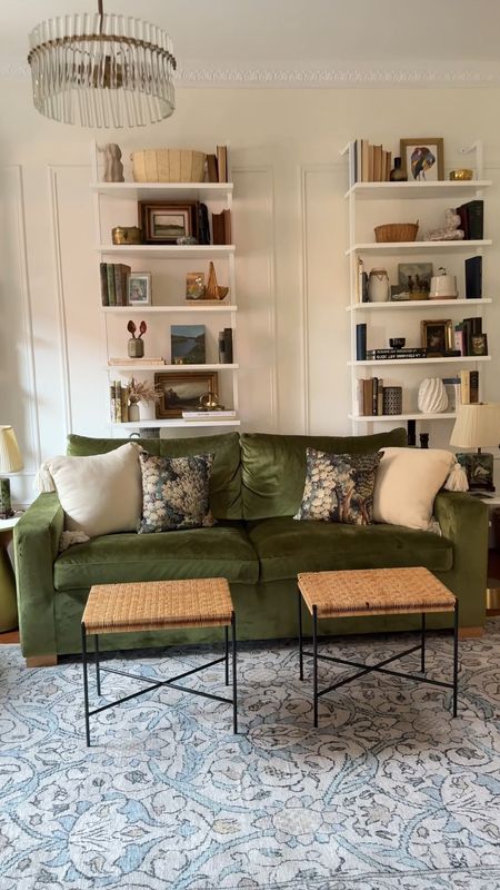 Green velvet sofa, ruggable 

#LTKstyletip #LTKhome