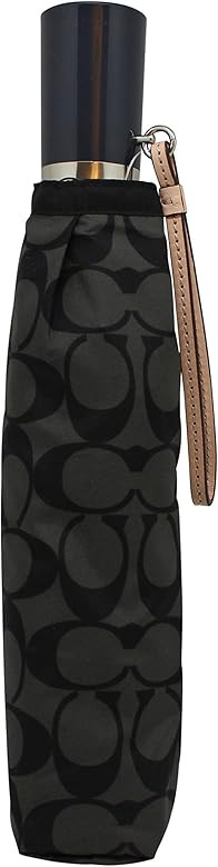 Coach Signature Umbrella w/Leather Wrist Strap, F63364, Silver/Black Grey/Black, One_Size | Amazon (US)