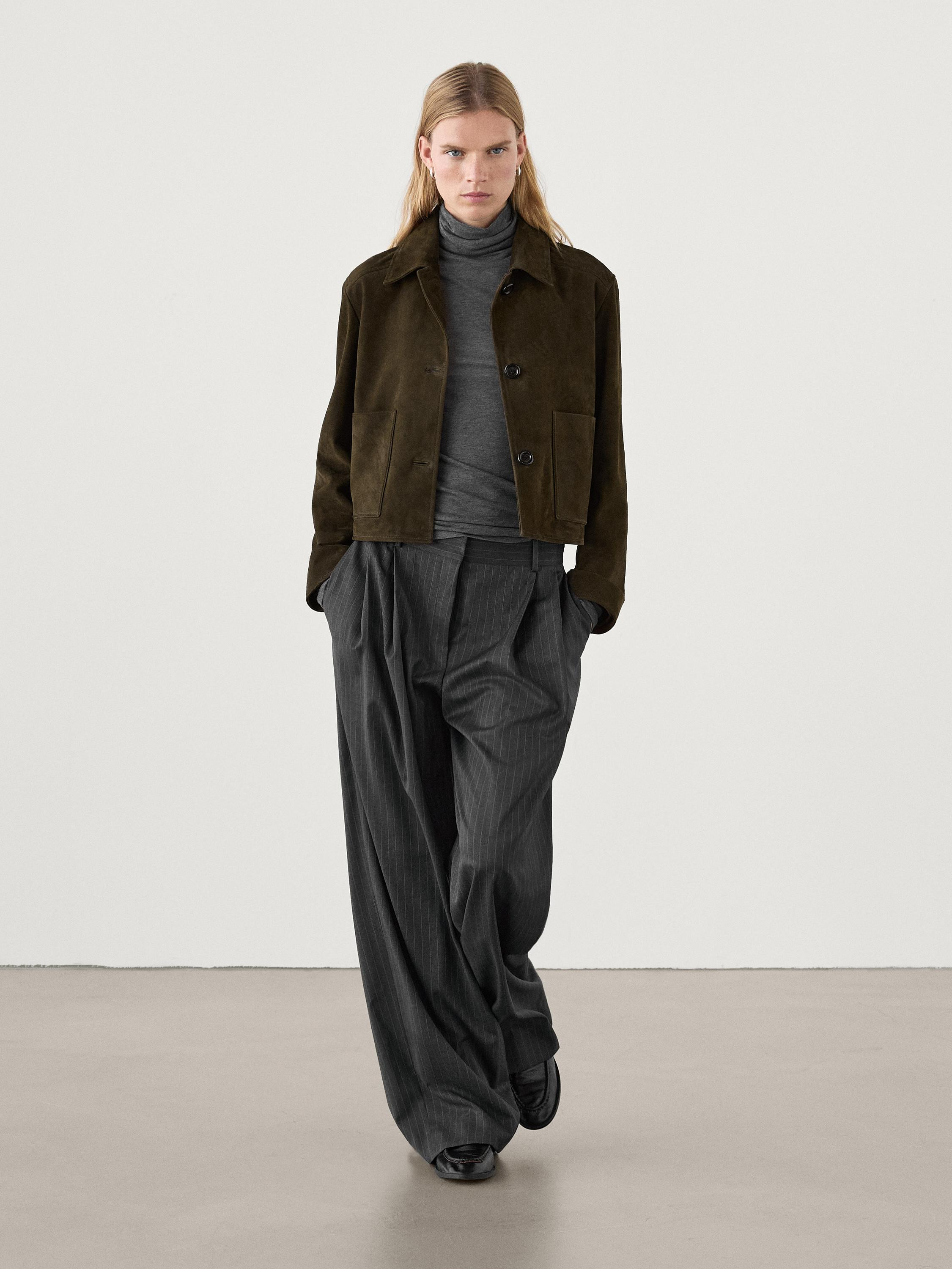 Jacke, mit Knöpfen, aus Wildleder | Massimo Dutti DE