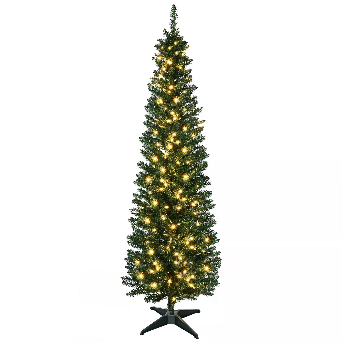 HOMCOM 5 FT Tall Pre-Lit Slim Noble Fir Artificial Christmas Tree with Realistic Branches, 110 Wa... | Target