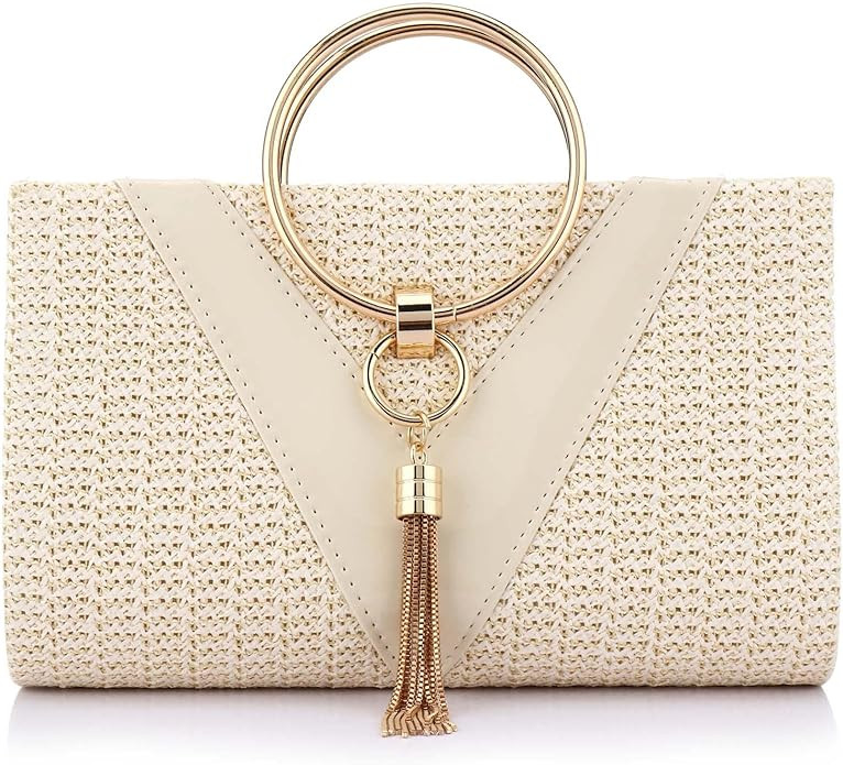 Women Straw Bag Crossbody Clutch Evening Clutch Purse Beach Shoulder Handbag | Amazon (US)