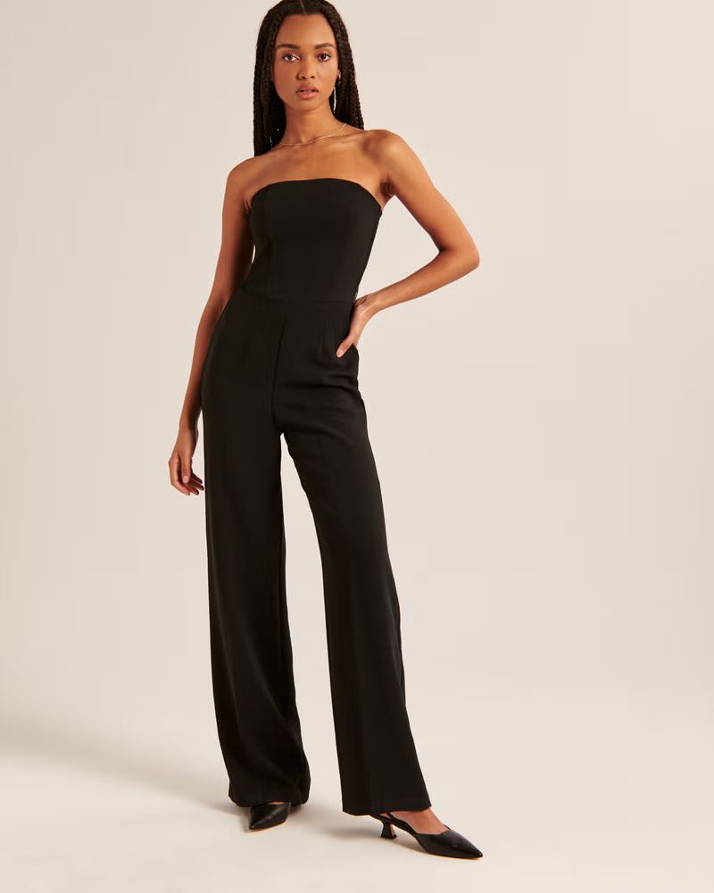 Women's Strapless Premium Crepe Jumpsuit | Women's Best Dressed Guest Collection | Abercrombie.co... | Abercrombie & Fitch (US)