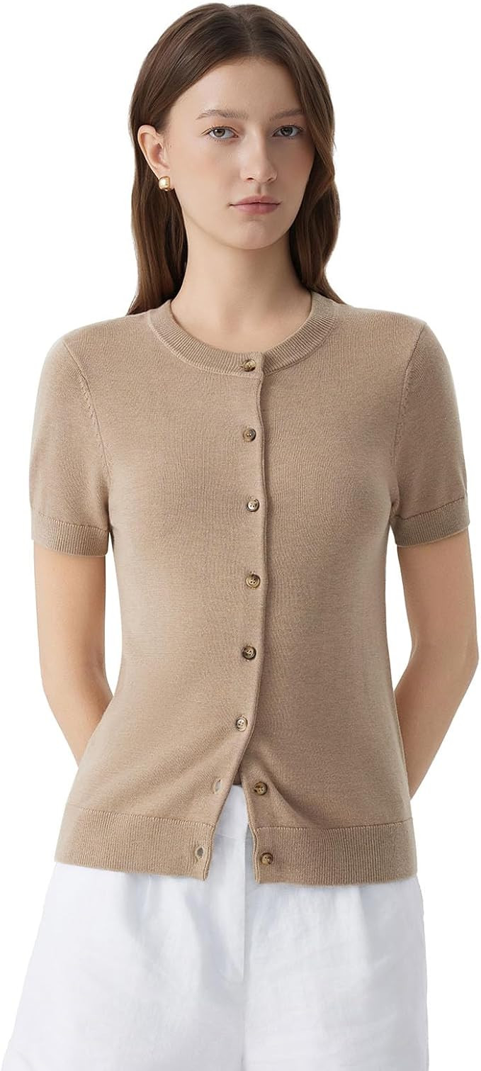 SUUKSESS Women Silk Cashmere Blend Cardigan Sweaters Summer Button Up Knit Outfits | Amazon (US)
