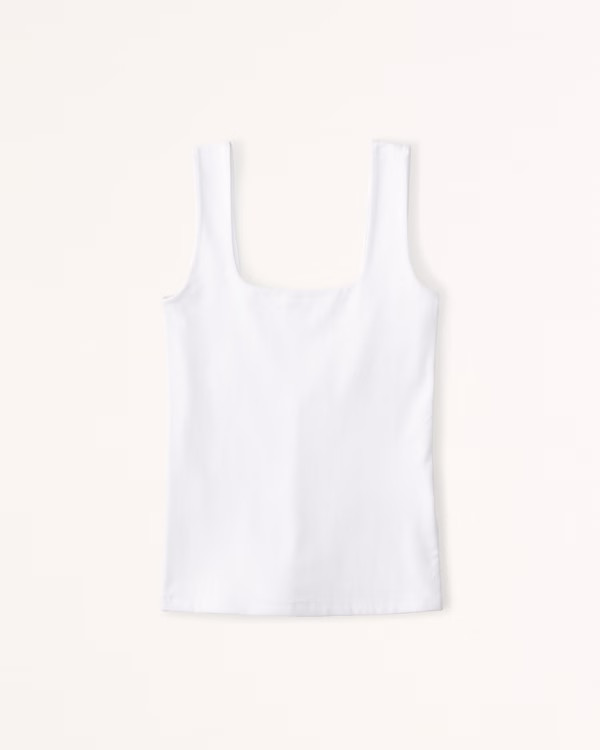 Cotton-Blend Seamless Fabric Squareneck Tank | Abercrombie & Fitch (US)