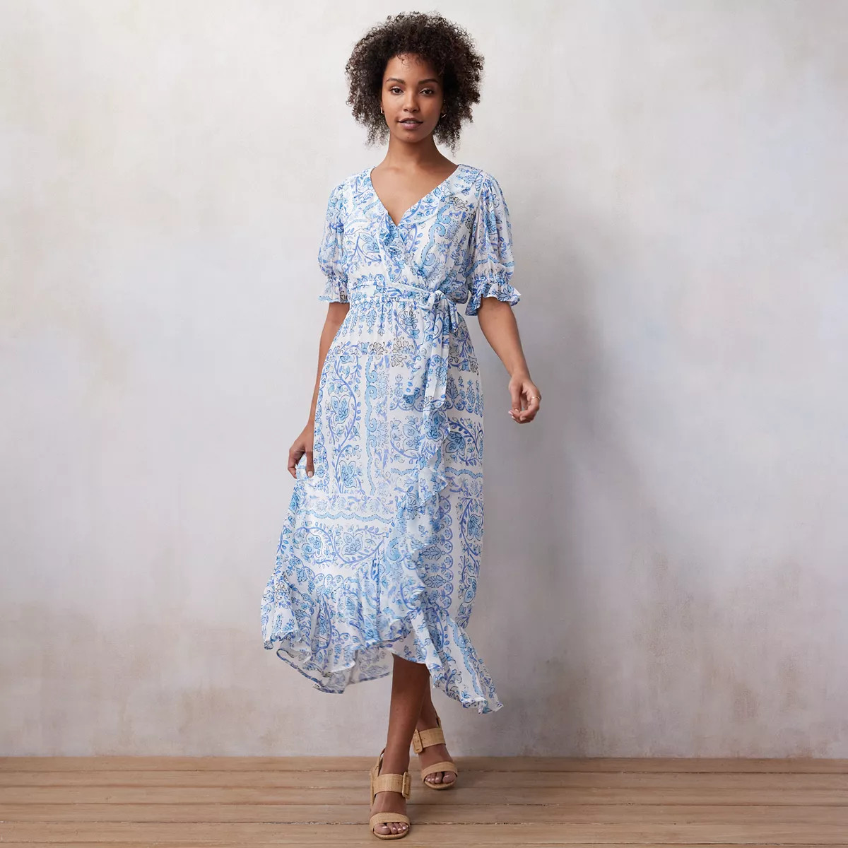 Women's LC Lauren Conrad Ruffled Wrap Maxi Dress | Kohl's