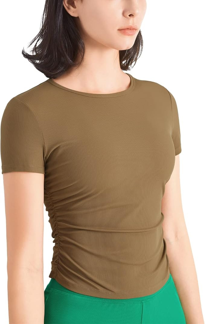 altiland Workout Cropped T Shirts for Women, Athletic Gym Yoga Running Exercise Tops Short Sleeve... | Amazon (US)