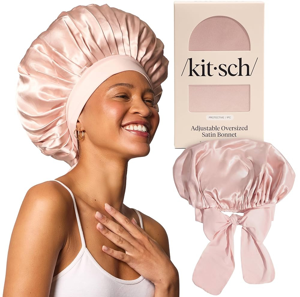 Kitsch XL Satin Bonnet for Sleeping - Softer Than Silk Hair Bonnet For Women - Secure Fit, Adjust... | Amazon (US)