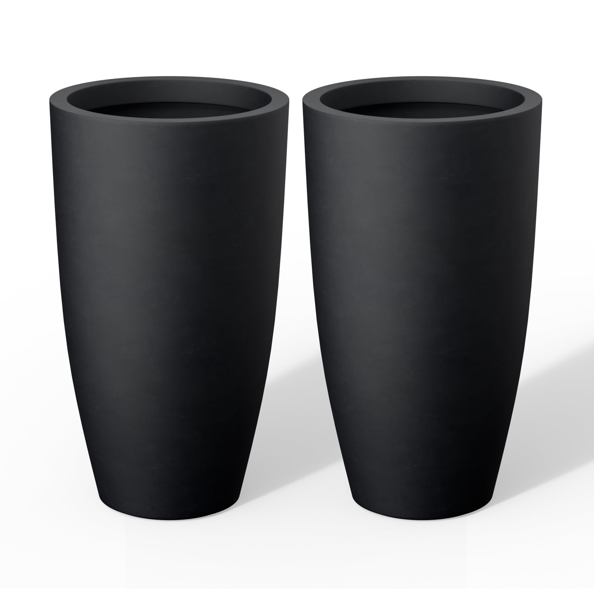 Kante 23.6" H Black Tall Planters (Set of 2), Large Outdoor Indoor Decorative Plant Pots with Dra... | Amazon (US)