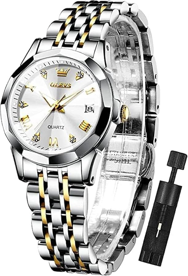 OLEVS Ladies Womens Watches Analog Quartz Stainless Steel Waterproof Luminous Day Date Two Tone W... | Amazon (CA)