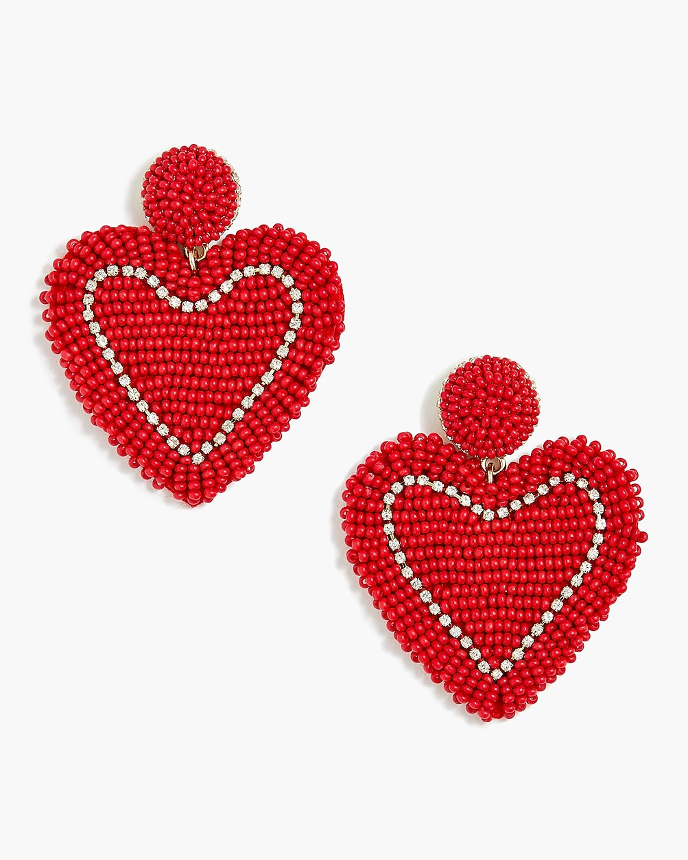 Beaded heart statement earrings | J.Crew Factory