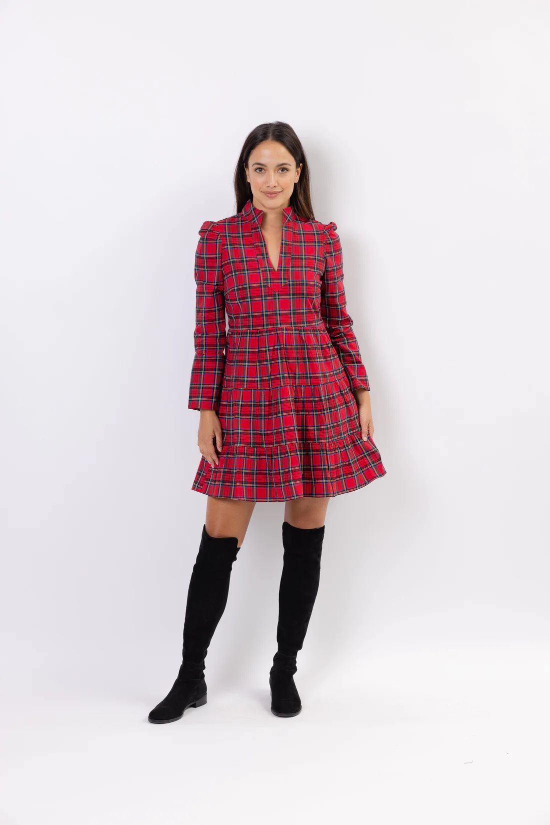 Red Plaid Long Sleeve Tunic Dress | Sail to Sable