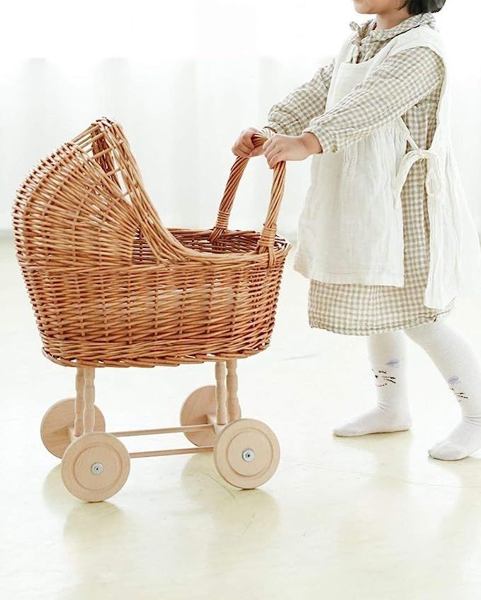 Rattan Doll Stroller Play House Stroller Children's Room Decoration Photo Props Color Wood Origin... | Amazon (US)