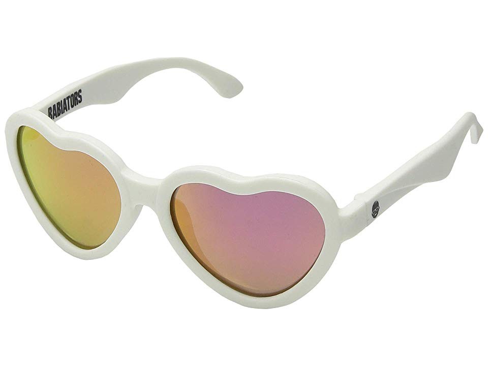 Babiators Blue Series Heart-Shaped Polarized Sunglasses (0-2 Years) (White Hearts with Pink Mirrored Lenses) Fashion Sunglasses | Zappos