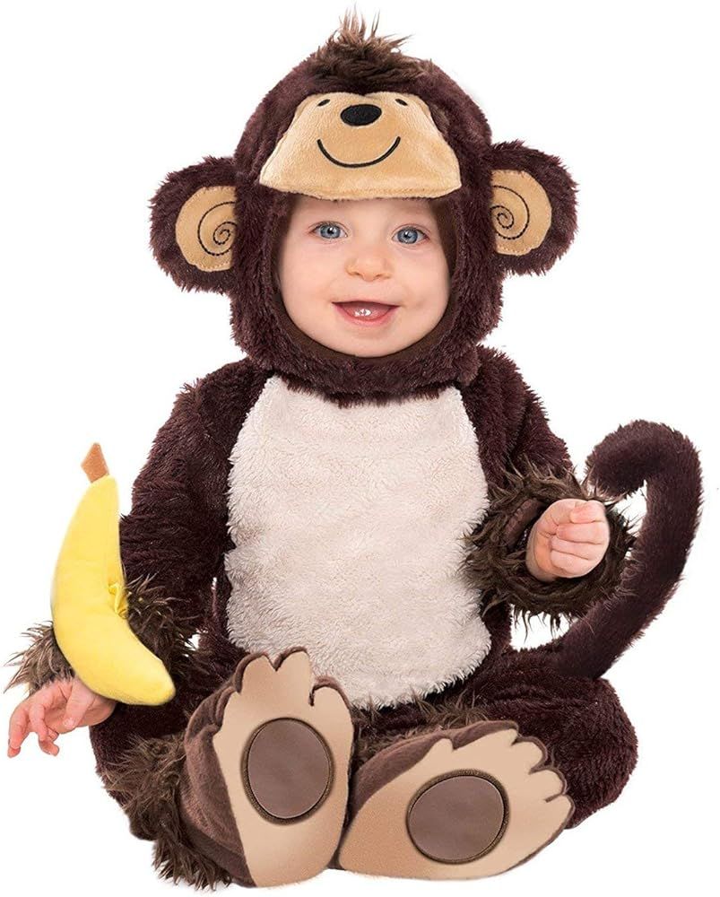 Amscan Baby Monkey Onesie Halloween Costume for Infants, Includes a Banana Wrist Rattle | Amazon (US)
