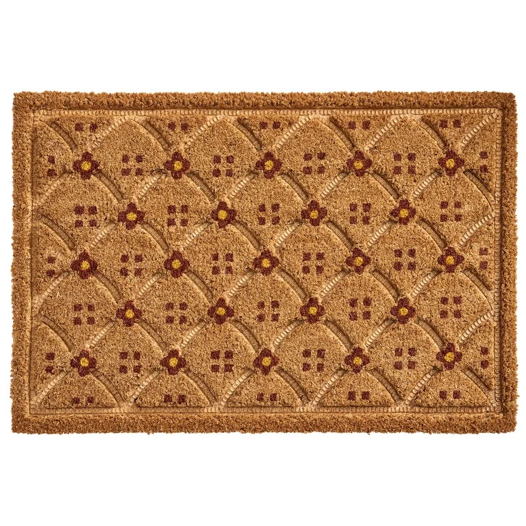 Better Homes & Gardens Coir Doormat, 20 in x 30 in, Ogee Floral Pattern, Skid-Resistant Backing | Walmart (US)