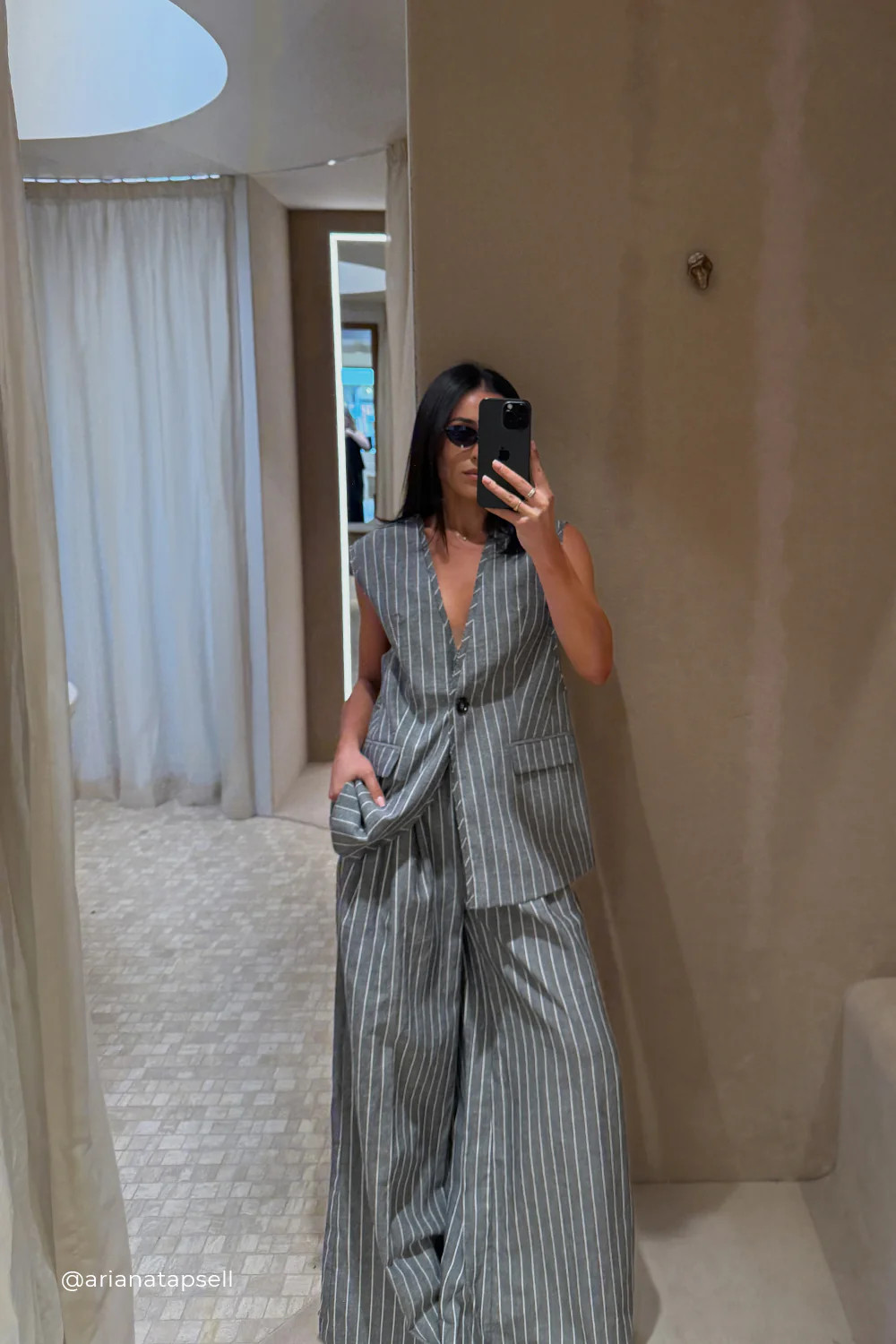 OLLIE SLATE STRIPE WIDE LEG PANT | DISSH