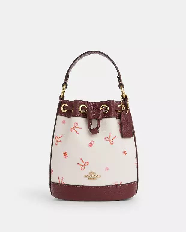 Dempsey Drawstring Bucket Bag 15 With Bow Print | Coach Outlet CA