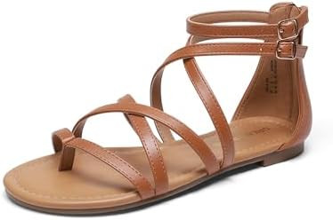 DREAM PAIRS Women's Dressy Gladiator Summer Cross Strappy Sandals Comfort Flat Casual Beach Fishe... | Amazon (US)