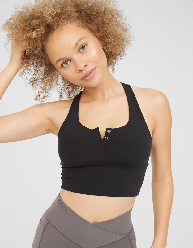 OFFLINE By Aerie Real Me Henley Longline Sports Bra | Aerie