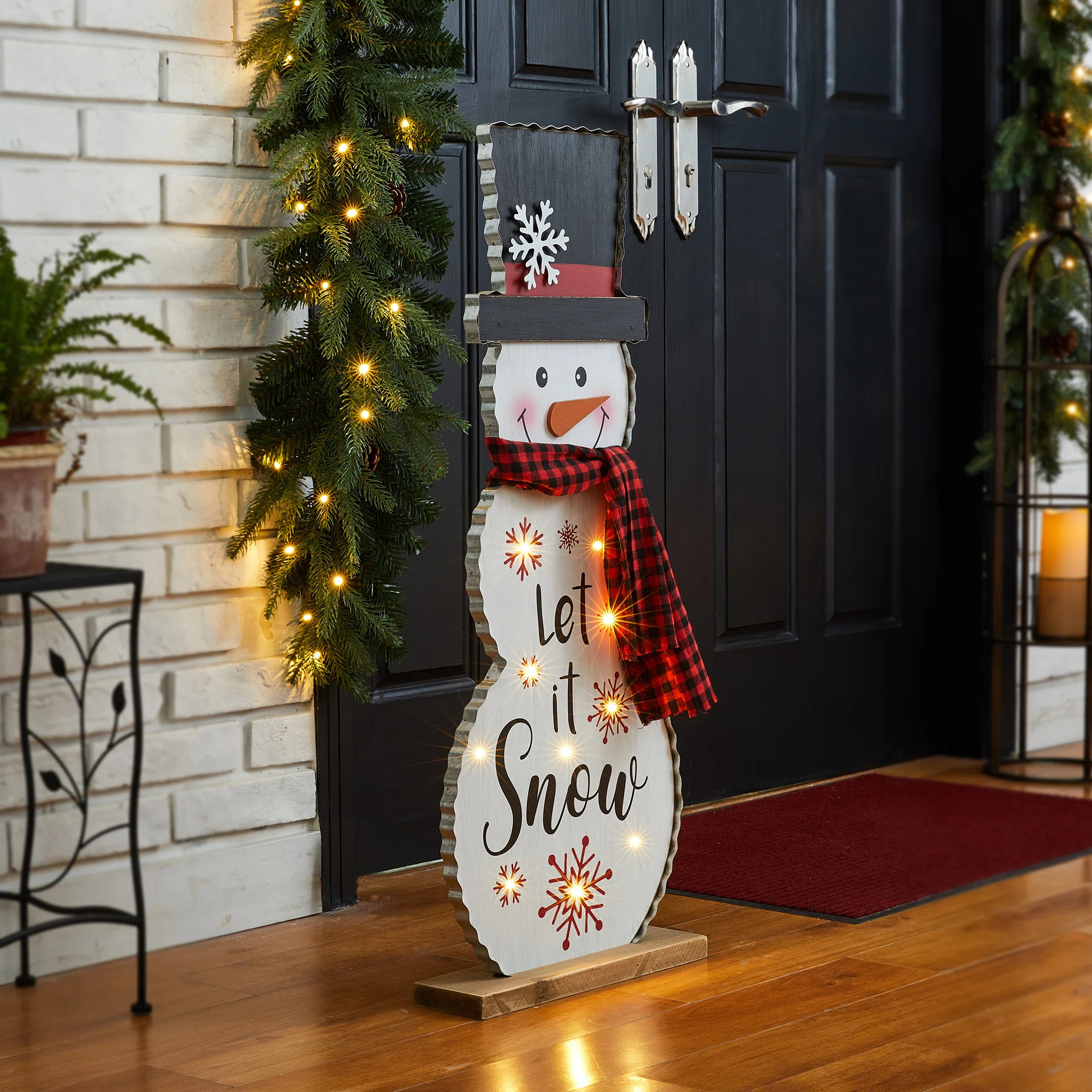 The Twillery Co. Lisdale 36"H Lighted Wooden Metal Christmas Snowman Porch Decor & Reviews | Wayf... | Wayfair North America