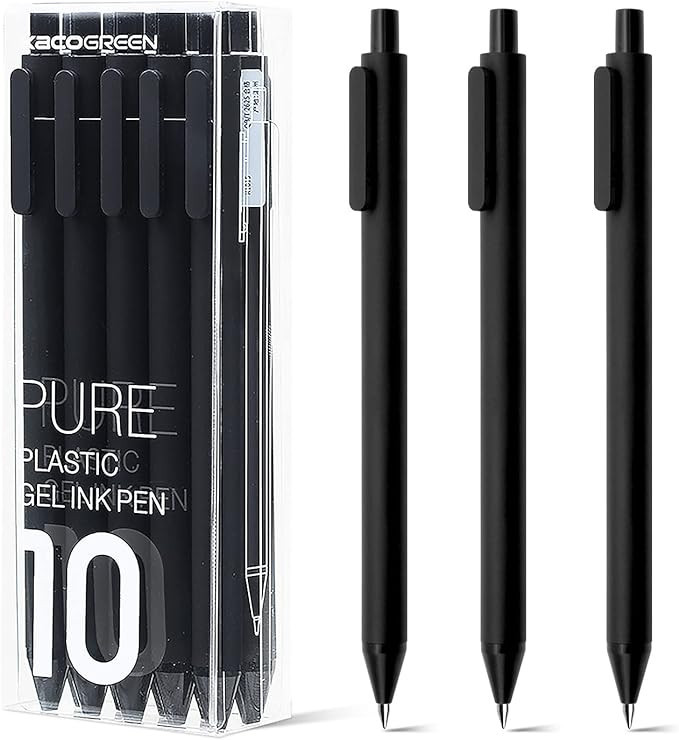 Kaco Gel Pens Black 0.5mm Fine Point 10 Pieces Retractable Aesthetic Pens School Office Supplies ... | Amazon (US)