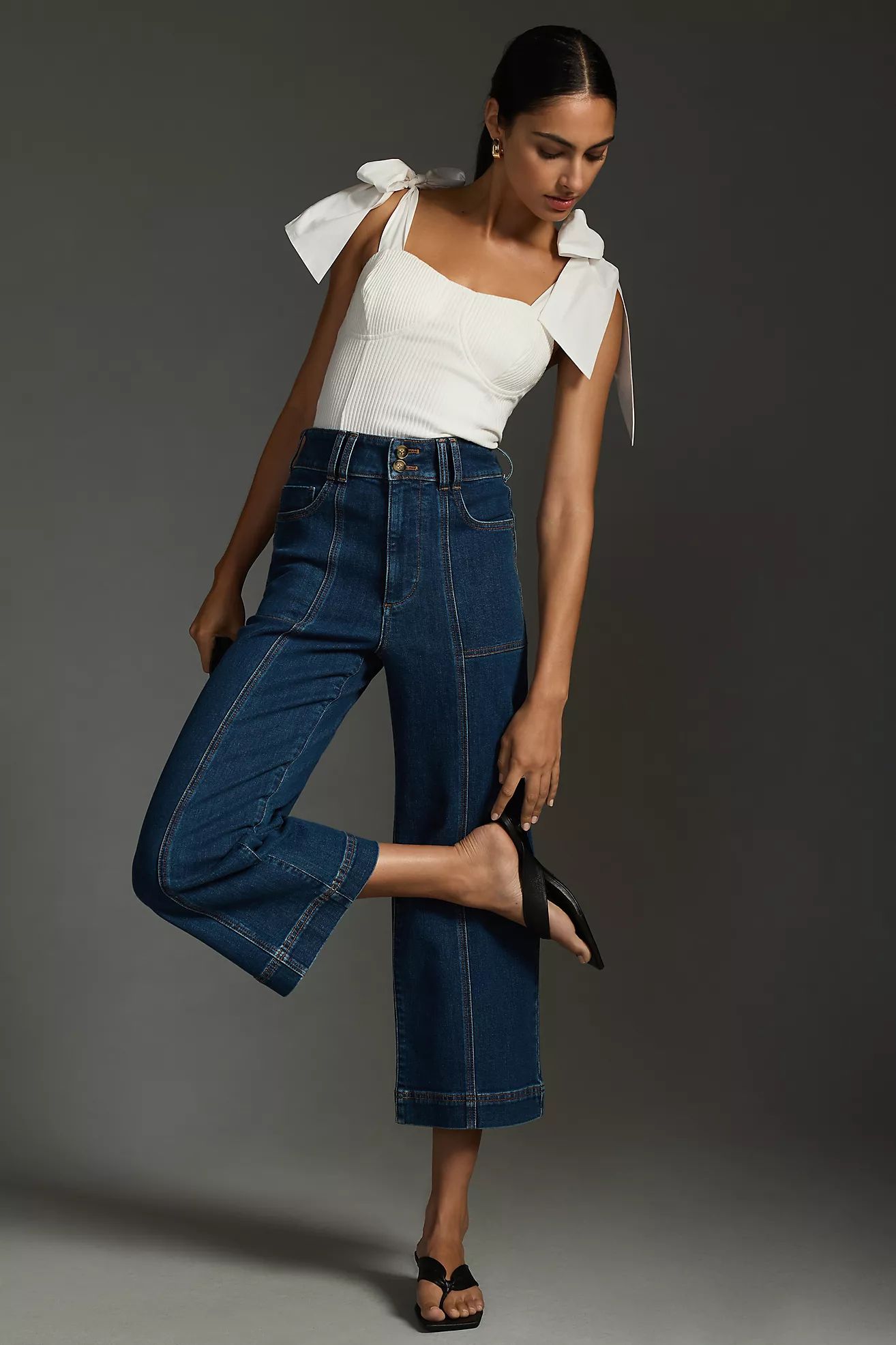 The Skipper Seamed High-Rise Crop Wide-Leg Jeans by Pilcro | Anthropologie (US)