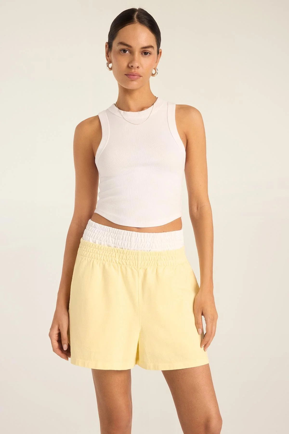Daybreak Essential Crop Tank - White Cotton Rib | Vitamin A