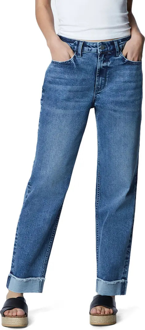Effortless High Waist Frayed Boyfriend Jeans | Nordstrom