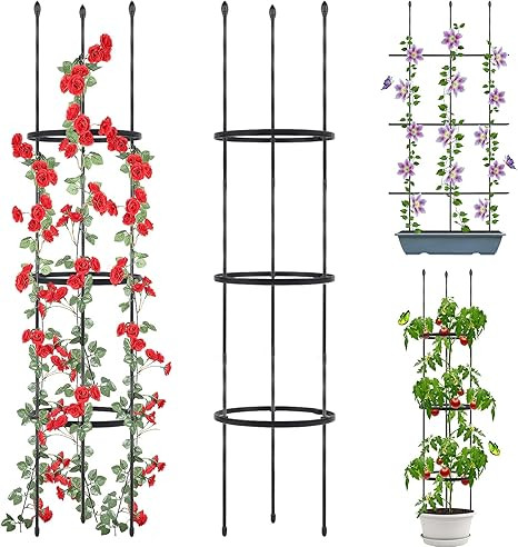 Garden Trellis, 2 Pack Shaped Plant Support, 48" Tomato Cages for Garden, Trellis for Potted Plan... | Amazon (US)