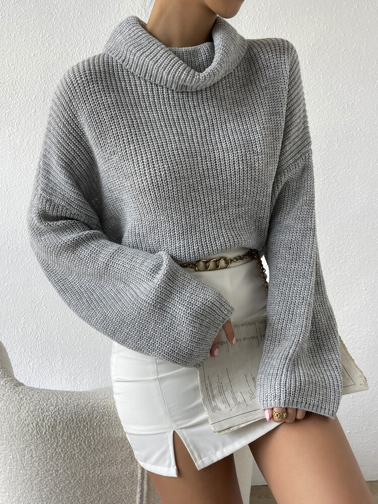Cowl Neck Drop Shoulder Sweater | SHEIN
