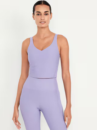 Light Support PowerSoft Rib Longline Sports Bra | Old Navy (US)
