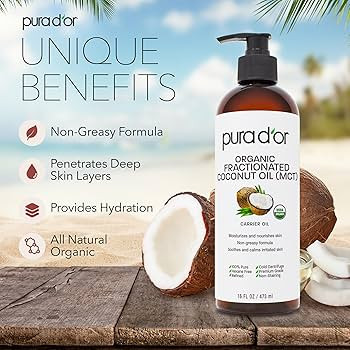 PURA D'OR 16 Oz ORGANIC Fractionated Coconut Oil - MCT Oil - 100% Pure & Natural USDA Certified C... | Amazon (US)