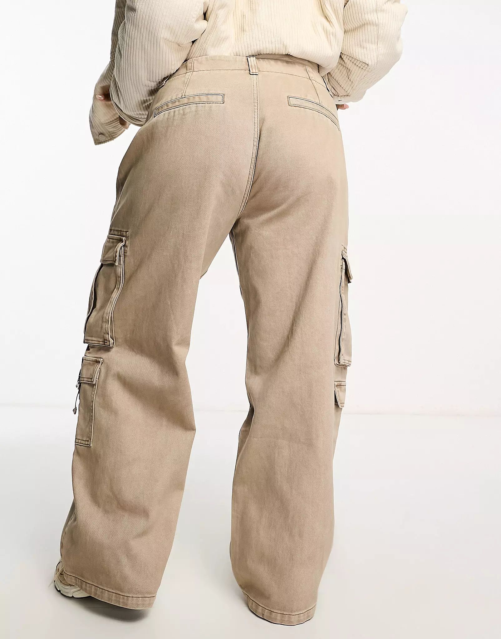 ASOS DESIGN Curve ultimate cargo jeans in washed khaki | ASOS (Global)