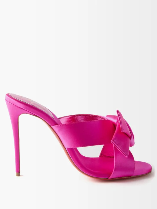 Christian Louboutin - Matricia 100 Satin Sandals - Womens - Pink | Matches (US)