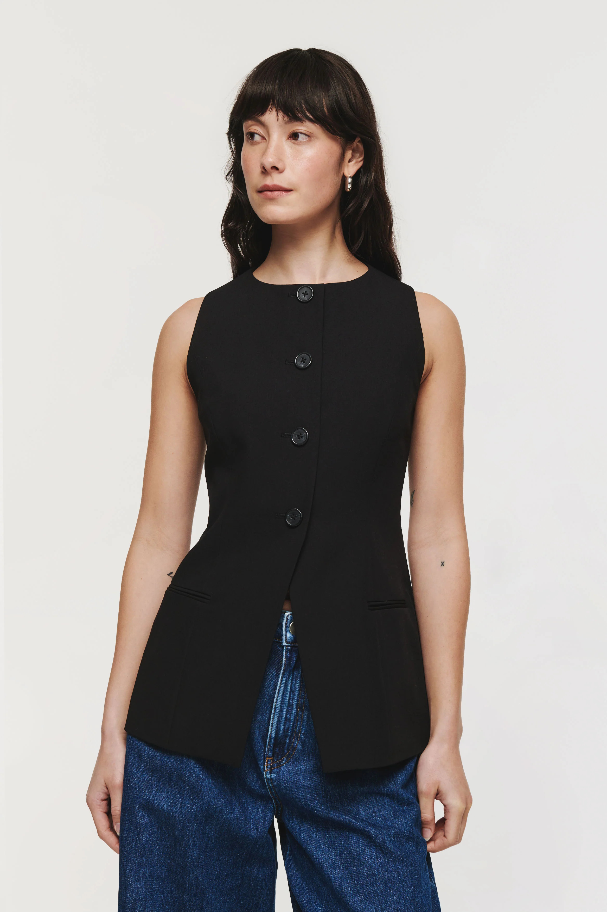 Leo | Long Waistcoat in Black | ALIGNE | Aligne UK