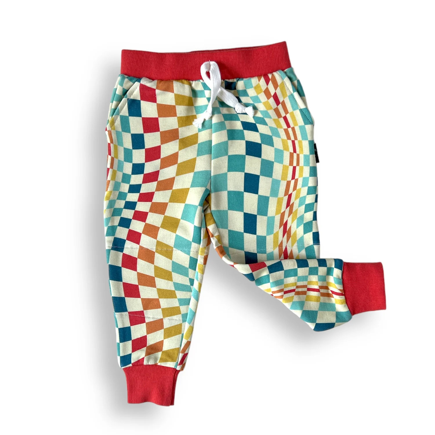 JOGGERS- Groovy Check Bamboo French Terry | millie + roo