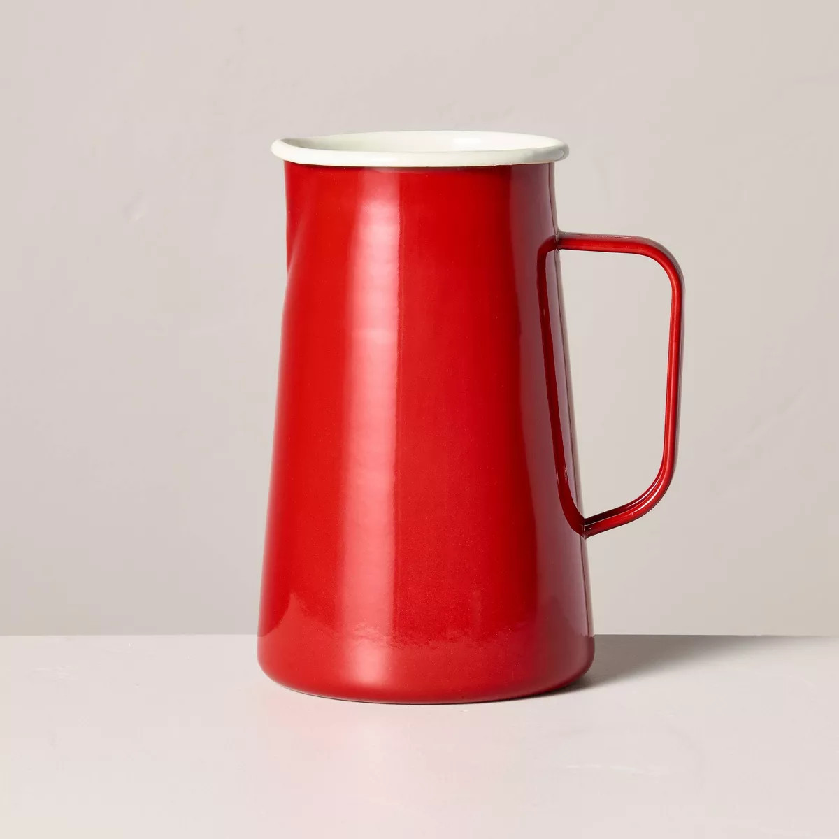 76oz Enameled Porcelain Beverage Pitcher Red/Cream - Hearth & Hand™ with Magnolia | Target