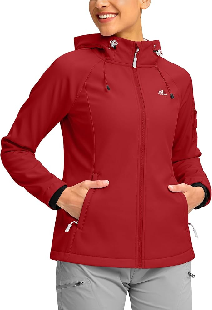 G Gradual Women's Softshell Jacket Fleece Lined Windproof Warm Light Waterproof Hooded Jacket for... | Amazon (US)