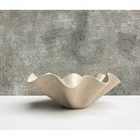 Handmade Ceramic Handkerchief Wavy Bowl Speckled Light Sandy Brown Large | Etsy (US)