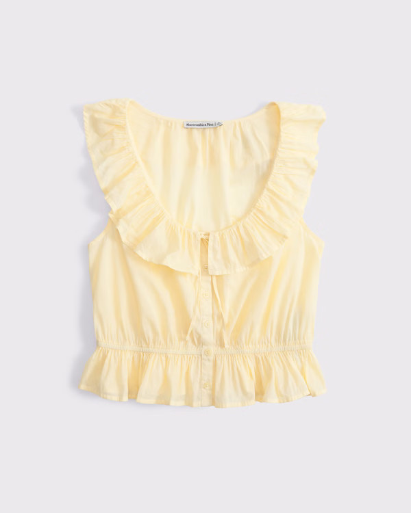 Ruffle Scoopneck Button-Through Tank | Abercrombie & Fitch (US)