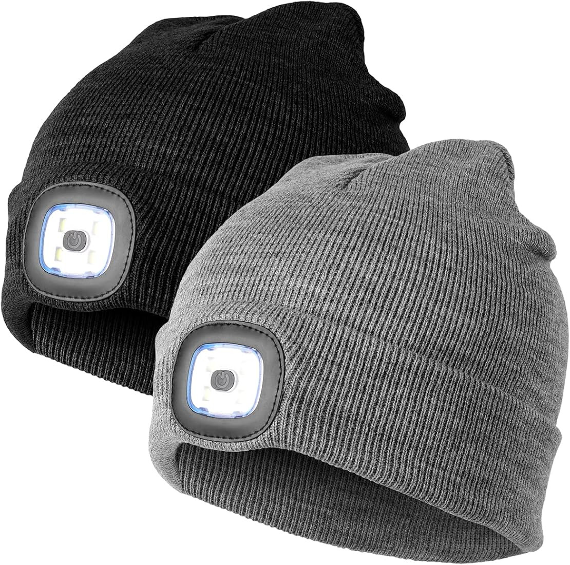 LED Lighted Beanie Cap,USB Rechargeable 4 LED Headlamp, Winter Warm Cycling Hunting Knitted Hat L... | Amazon (US)