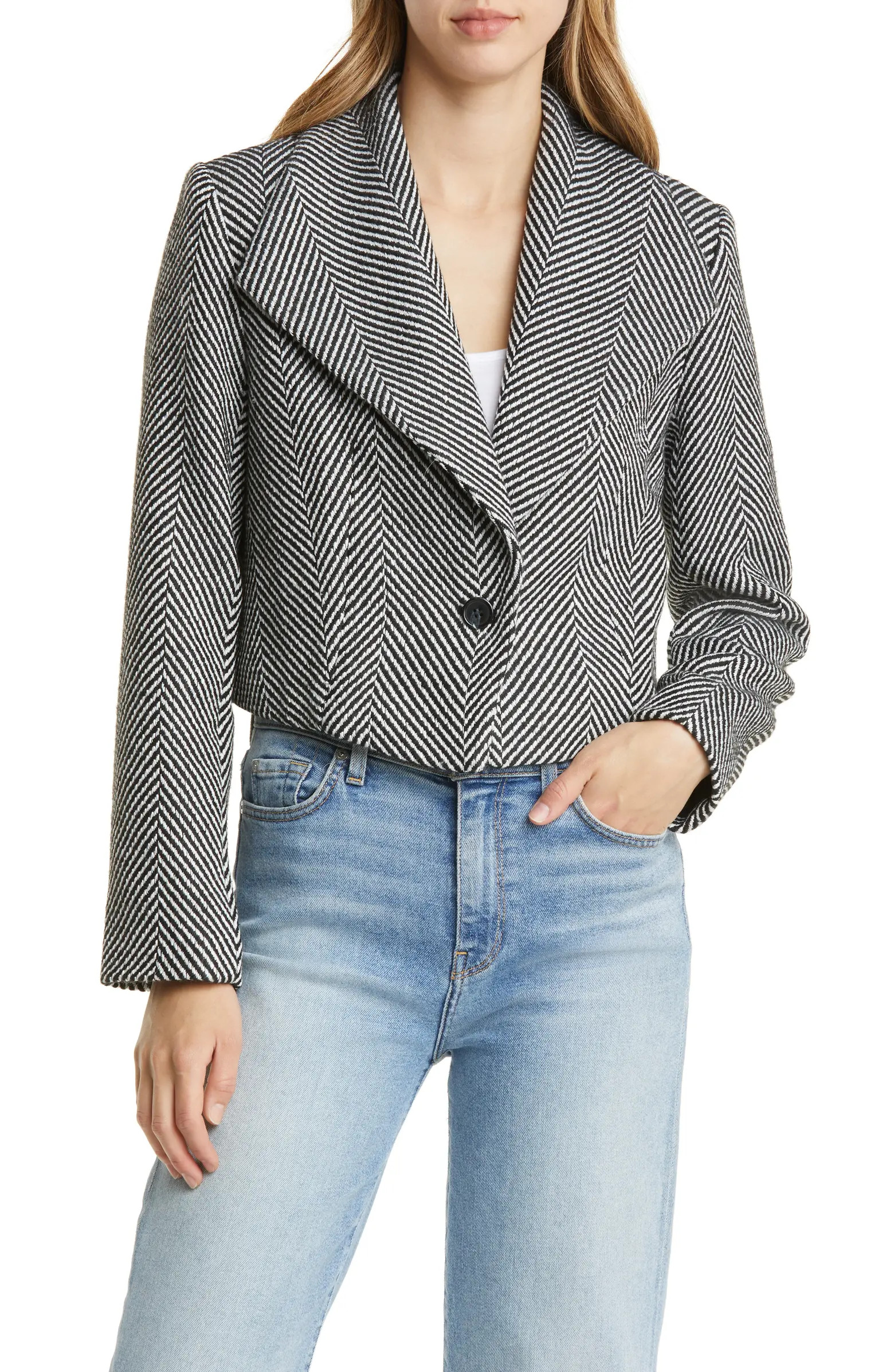 Halogen® Crop Chevron Blazer | Nordstrom | Nordstrom