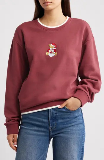 Teddy Bear Santa Embroidered Graphic Sweatshirt | Nordstrom