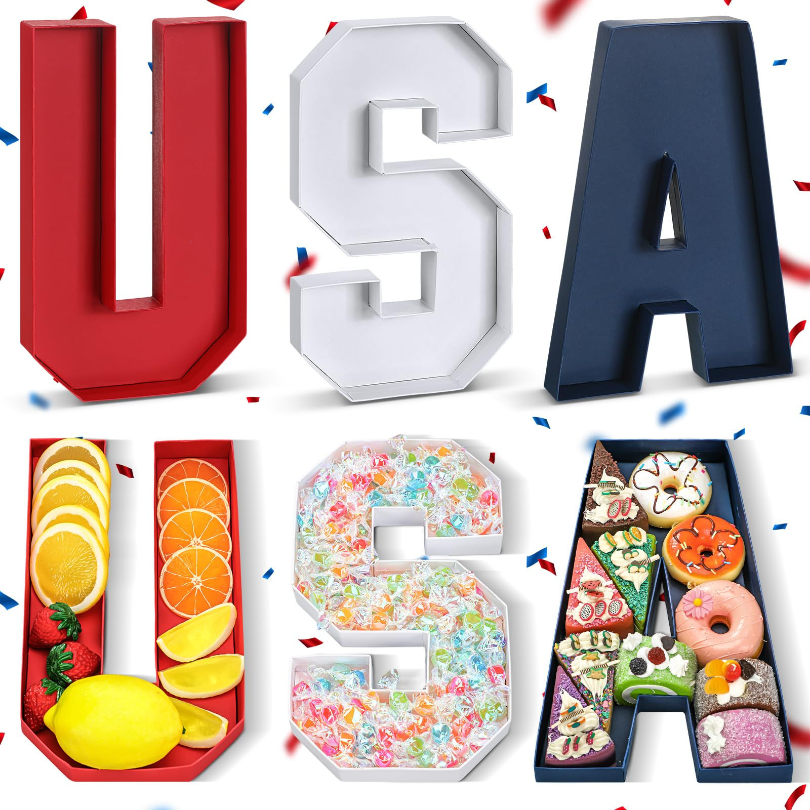 Nuogo USA Set Charcuterie Cardboard Letter Red Blue White Paper Letter Charcuterie Patriotic Part... | Amazon (US)