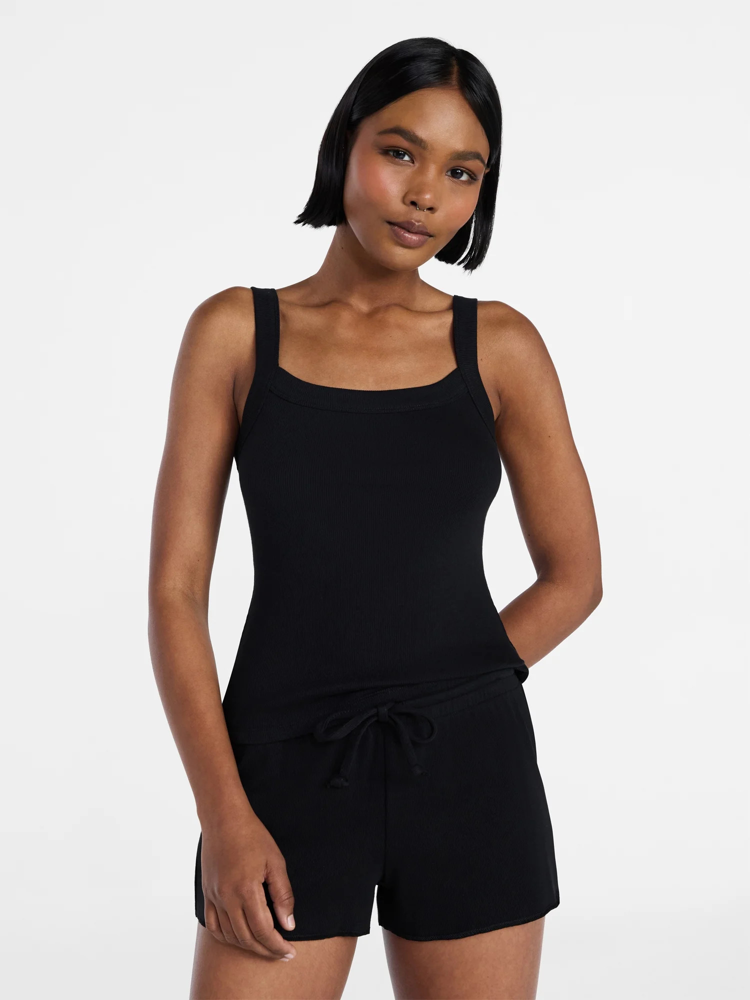 No Boundaries Rib Tank Top and Shorts Sleep Set, 2-Piece, Women's XXS-3X | Walmart (US)