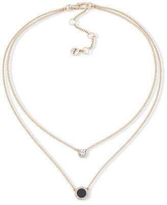 DKNY Gold-Tone Stone & Crystal Layered Pendant Necklace, 16 | Macys (US)