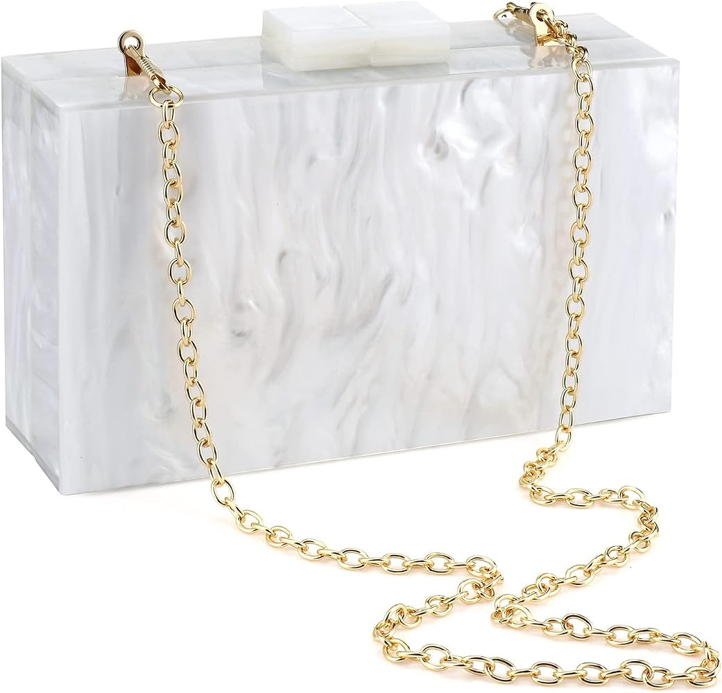 Acrylic Purses and Handbags with Marbling for Women Elegant Banquet Evening Crossbody Handbag Box... | Amazon (US)