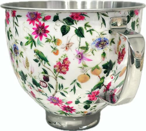 Biscuitique Stainless Steel Mixer Bowl With Stunning Floral Pattern For KitchenAid Tilt-Head Artisan and Classic 4.5 Quart and 5QT Stand Mixer | Amazon (US)