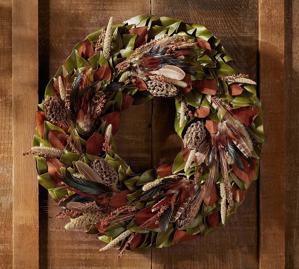 Live Turkey Pheasant Wreath & Mantle Piece | Pottery Barn (US)