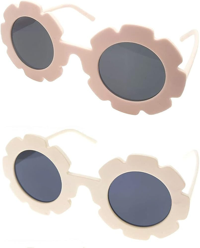 EZ Tuxedo 2 Pcs Sunglasses for Kids Round Flower Cute Glasses UV 400 Protection Children Girl Boy... | Amazon (US)